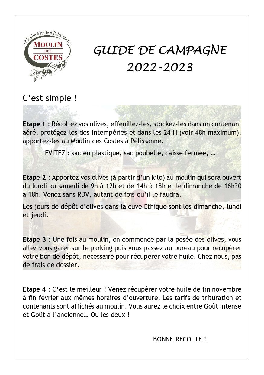 Olivades 2022 – Guide de campagne